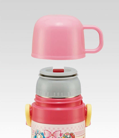 Skater Kids 2-Way Stainless Steel Water Bottle with Cup 430ml Delicious Precure Design- Japan Figure Store - #1 Bring To You The Best Japanese Goods