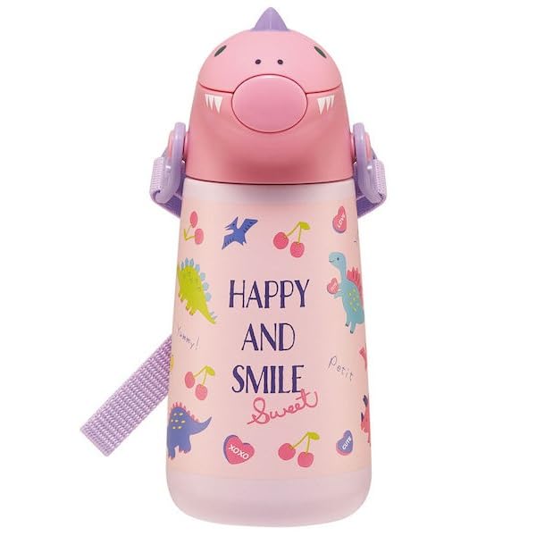 Skater Happy Smile 370ml Double Vacuum Sealed Stainless Steel Straw Water Bottle- Japan Figure Store - #1 Bring To You The Best Japanese Goods