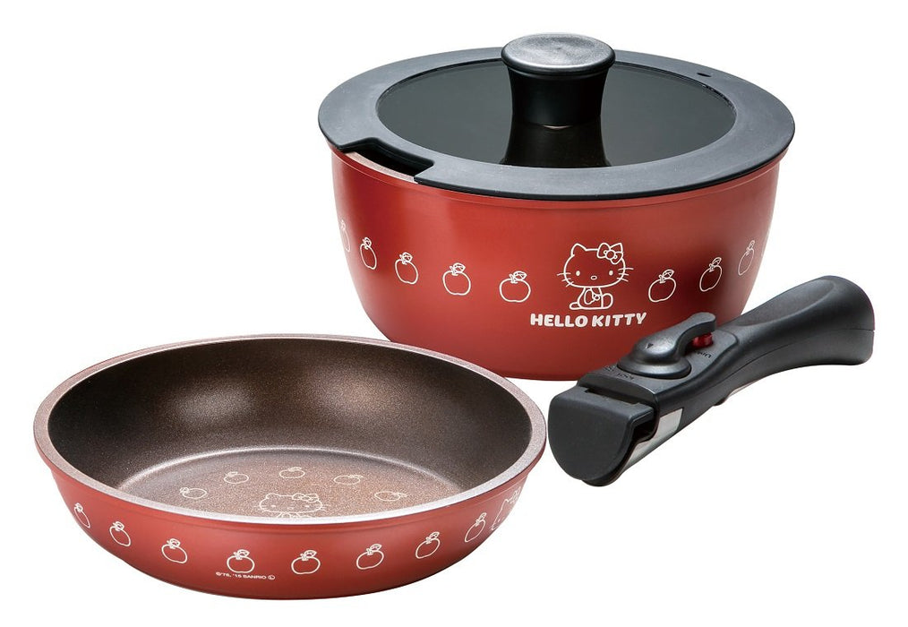 Skater 4-Piece Hello Kitty Kitchen Set with 20cm Pot Pan Glass Lid Removable Handles- Japan Figure Store - #1 Bring To You The Best Japanese Goods