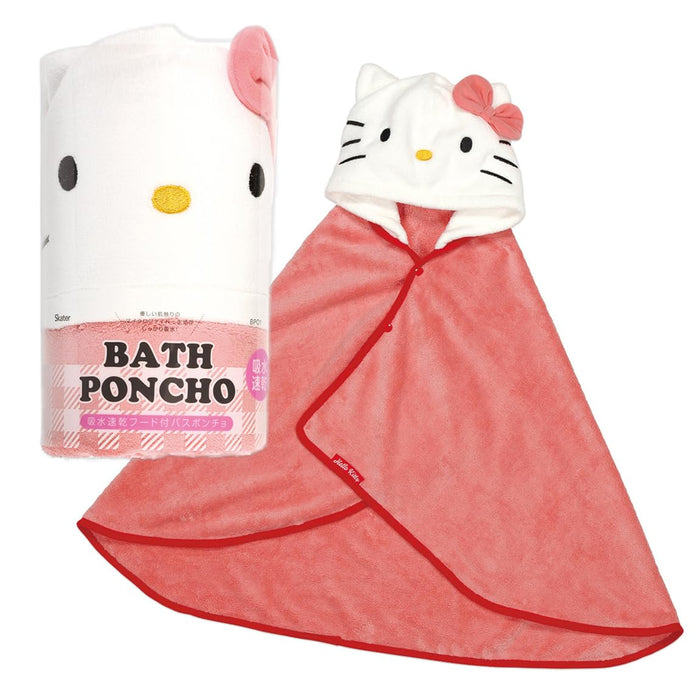 Skater Hello Kitty Quick-Drying Hooded Bath Poncho Sanrio 108cm x 92cm- Japan Figure Store - #1 Bring To You The Best Japanese Goods