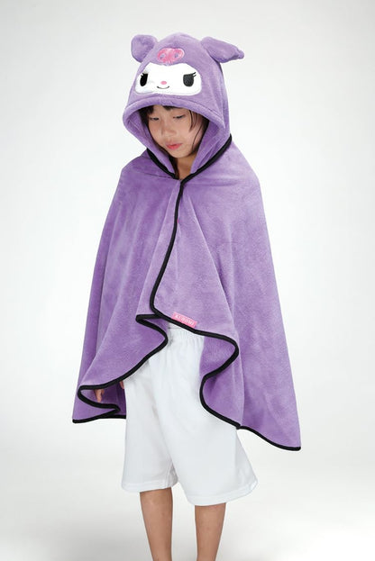 Skater Quick-Drying Absorbent Hooded Bath Poncho Kuromi Sanrio 108cm x 92cm- Japan Figure Store - #1 Bring To You The Best Japanese Goods