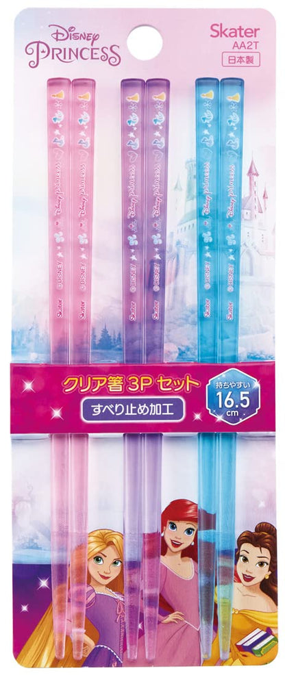 Skater Disney Princess Acrylic Chopsticks Set of 3 16.5cm Made in Japan- Japan Figure Store - #1 Bring To You The Best Japanese Goods