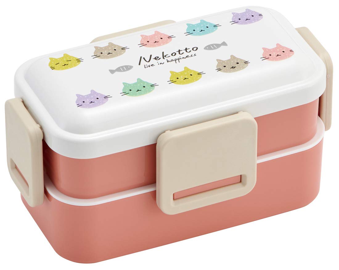 Skater Nekotto Colorful 2-Tier Lunch Box 600ml Antibacterial Made in Japan- Japan Figure Store - #1 Bring To You The Best Japanese Goods