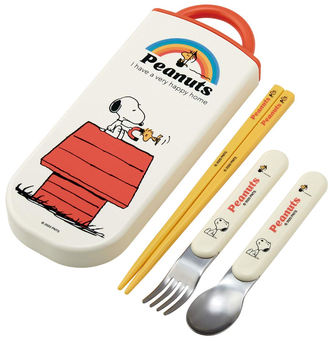 Skater Kids Antibacterial Trio Set - Chopsticks Spoon Fork Snoopy Peanuts Made in Japan- Japan Figure Store - #1 Bring To You The Best Japanese Goods
