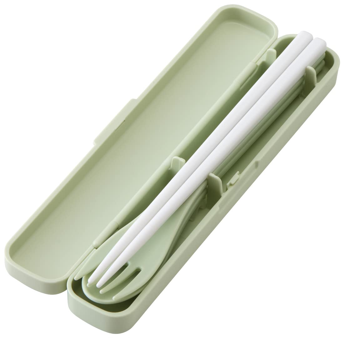 Skater Antibacterial Trio Set- Silent Chopsticks Spoon Fork in Dull Green Made in Japan- Japan Figure Store - #1 Bring To You The Best Japanese Goods