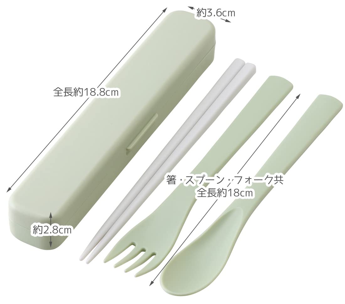 Skater Antibacterial Trio Set- Silent Chopsticks Spoon Fork in Dull Green Made in Japan- Japan Figure Store - #1 Bring To You The Best Japanese Goods