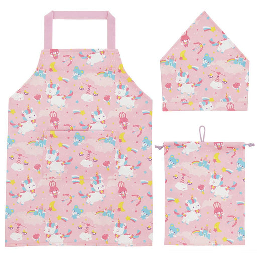 Skater Unicorn 3-Piece Set: Meal Apron Triangle Scarf & Drawstring Bag for School Students- Japan Figure Store - #1 Bring To You The Best Japanese Goods