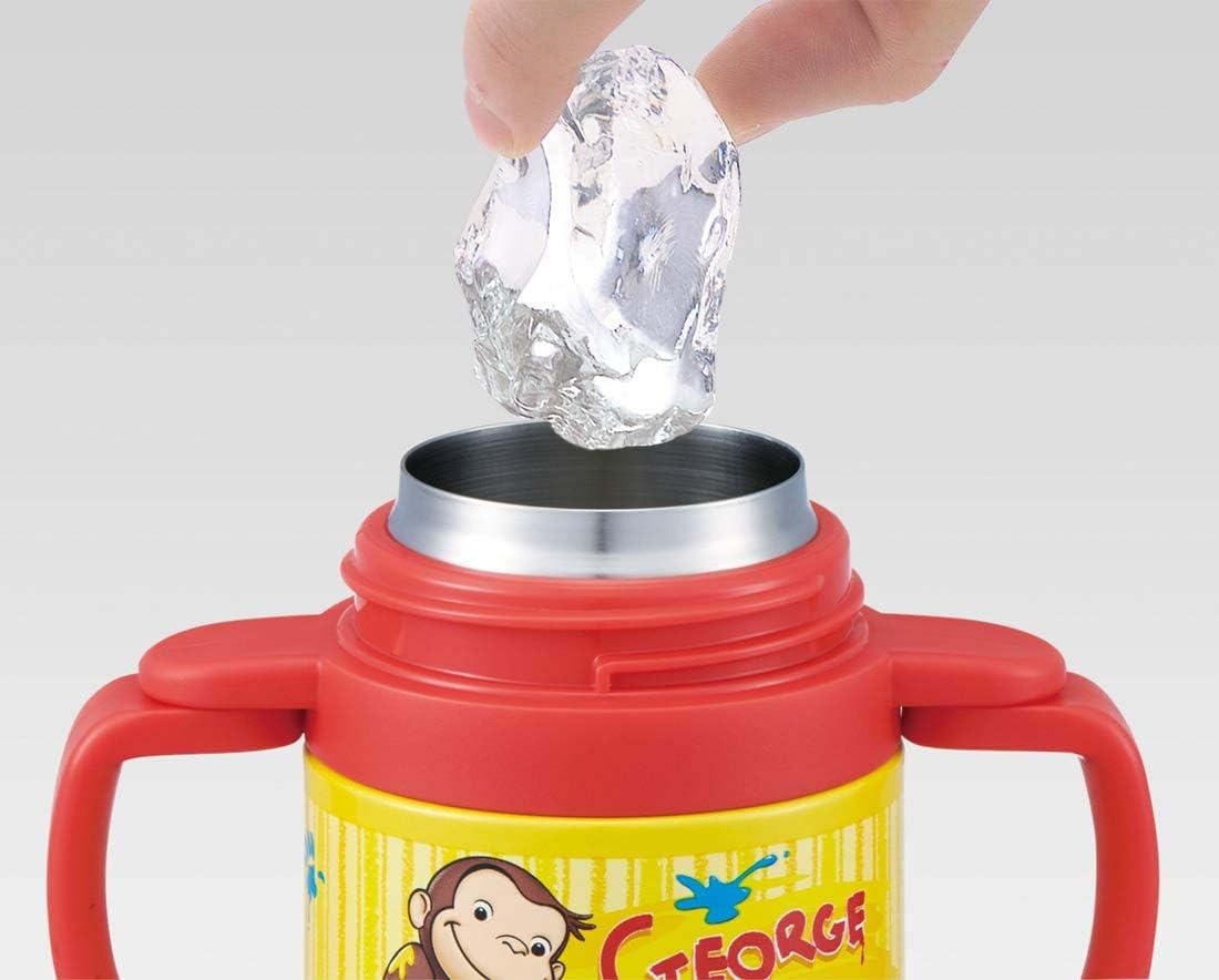 Skater 240ml Stainless Steel Baby Mug with Double-Handle Straw Curious George Design- Japan Figure Store - #1 Bring To You The Best Japanese Goods