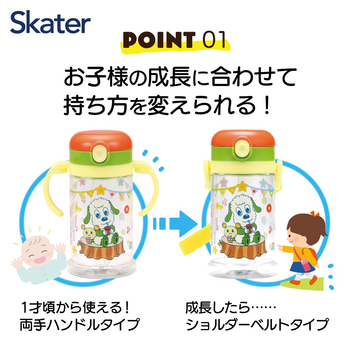 Skater 370ml Baby Straw Mug with Foldable Handle & Shoulder Strap Suitable for 1 Year & Up- Japan Figure Store - #1 Bring To You The Best Japanese Goods