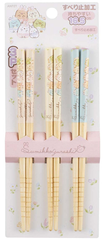 Skater Bamboo Chopsticks Set 16.5cm Sumikko Gurashi Rabbit Garden Theme 3 Pairs- Japan Figure Store - #1 Bring To You The Best Japanese Goods