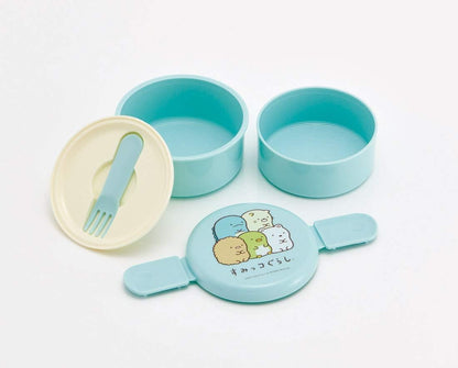 Skater Sumikko Gurashi Blue Bento Box 2 Tier Round 500ml Made in Japan Standard Onwr1-A- Japan Figure Store - #1 Bring To You The Best Japanese Goods