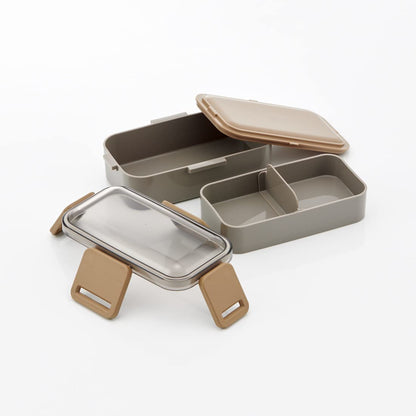 Skater Antibacterial Mauve Gray Bento Box 600ml 2 Tiers Softly Served with Domed Lid Made in Japan - Women's Lunchbox- Japan Figure Store - #1 Bring To You The Best Japanese Goods