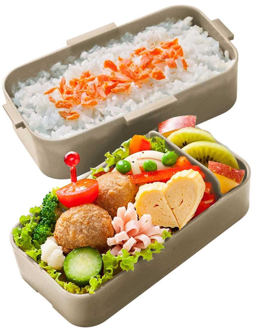 Skater Antibacterial Mauve Gray Bento Box 600ml 2 Tiers Softly Served with Domed Lid Made in Japan - Women's Lunchbox- Japan Figure Store - #1 Bring To You The Best Japanese Goods