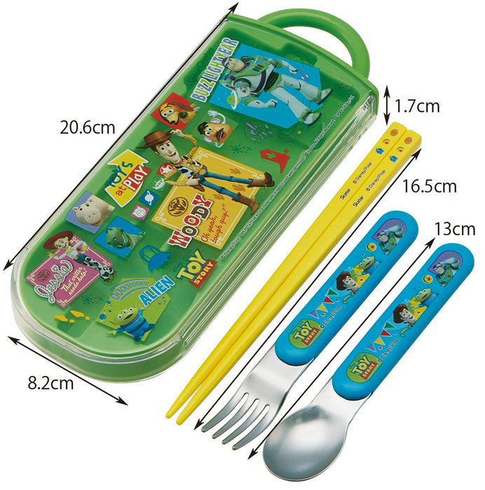 Skater Disney Toy Story Kids Bento Trio Set 16.5cm Chopsticks Spoon Fork- Japan Figure Store - #1 Bring To You The Best Japanese Goods