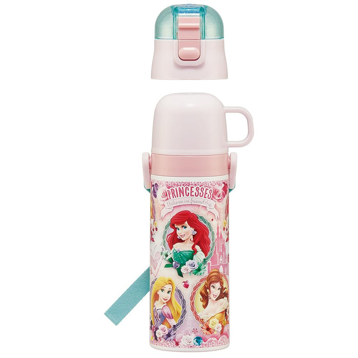 Skater Disney Princess 2-Way Stainless Steel Water Bottle 430ml for Kids - Lightweight with Cup Included- Japan Figure Store - #1 Bring To You The Best Japanese Goods