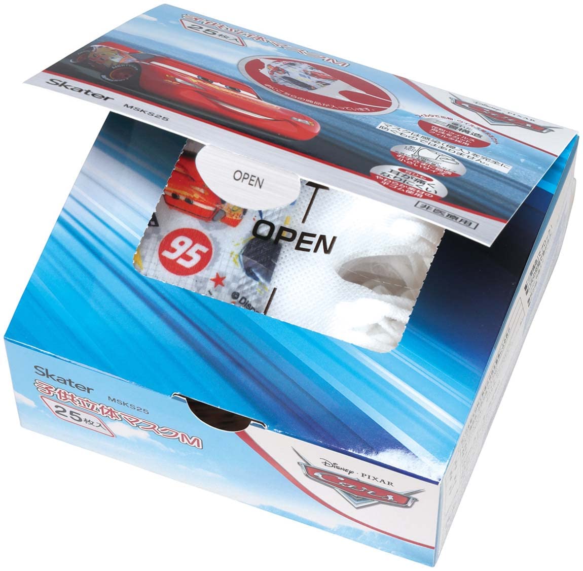Skater Disney Cars 3D Children's Medium Face Mask - 120x100mm Non-Woven Fabric 25 Pack- Japan Figure Store - #1 Bring To You The Best Japanese Goods