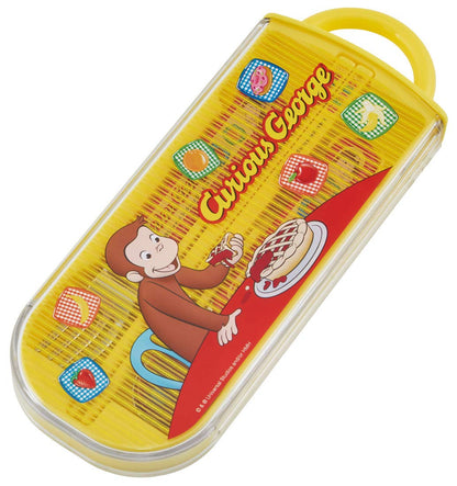 Skater Curious George Trio Set - Antibacterial Slide Lunch Box Chopsticks Spoon Fork - Made in Japan For Boys- Japan Figure Store - #1 Bring To You The Best Japanese Goods