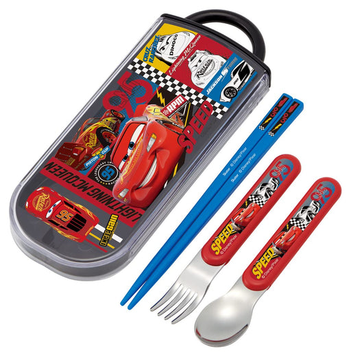 Skater Disney Cars Children's Slide Trio Set with Lunch Box Chopsticks Spoon Fork - Boys 22 Made in Japan- Japan Figure Store - #1 Bring To You The Best Japanese Goods