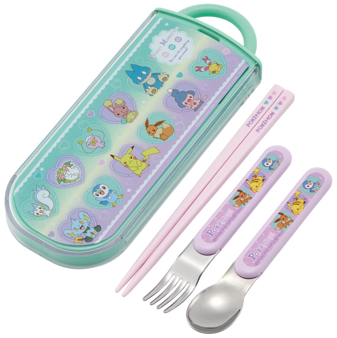 Skater Pokemon Heart Trio Set - Kids Antibacterial Lunch Box Chopsticks Spoon and Fork - Made in Japan- Japan Figure Store - #1 Bring To You The Best Japanese Goods