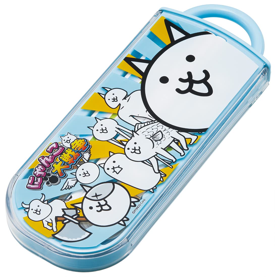 Skater Battle Cats Antibacterial Trio Set: Lunch Box Spoon Fork Chopsticks - Kids' Made in Japan- Japan Figure Store - #1 Bring To You The Best Japanese Goods