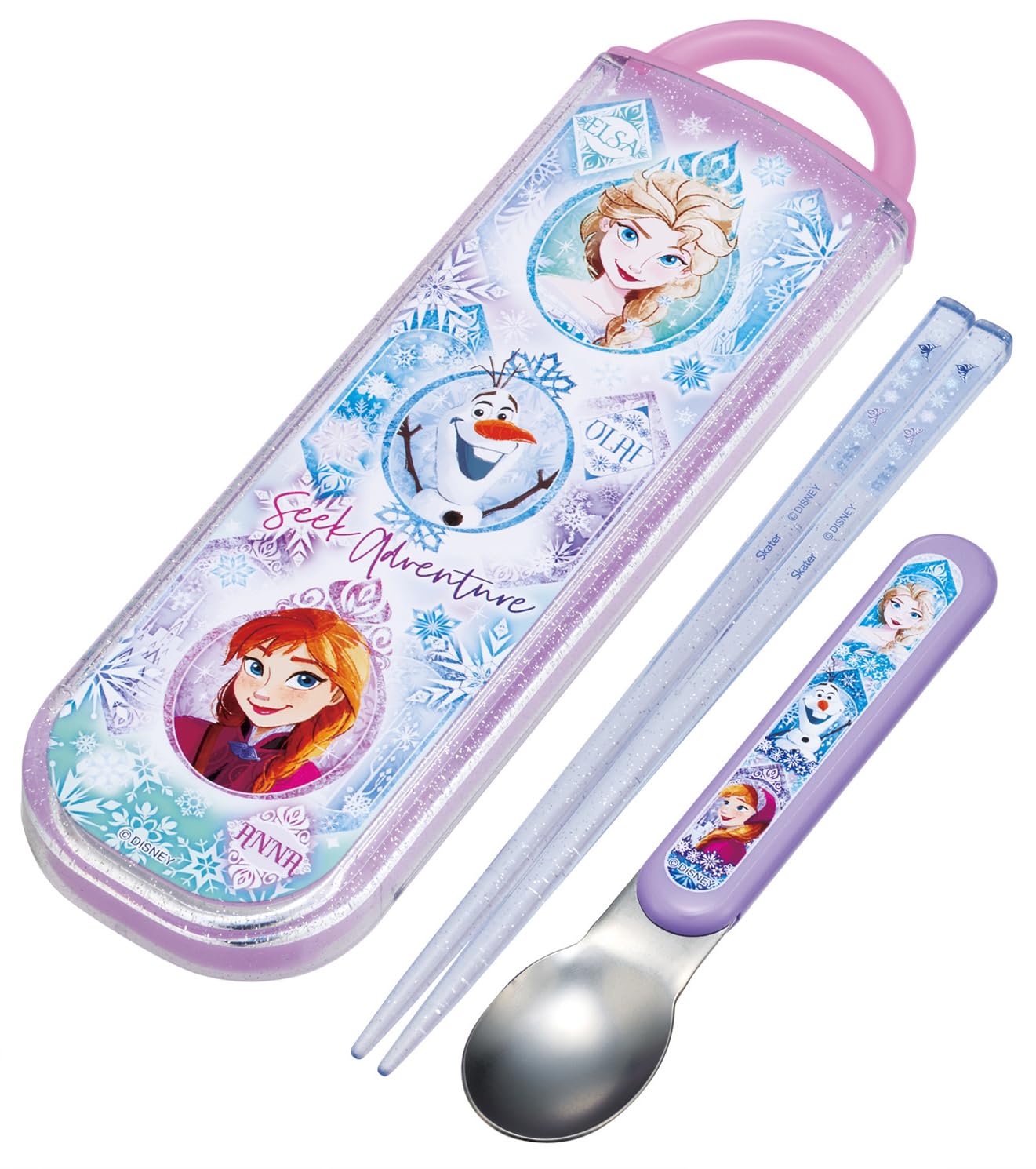 Skater Disney Frozen Kids Lunch Box Set with Chopsticks & Spoon Antibacterial