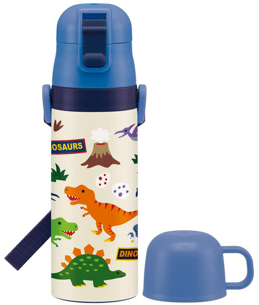 Skater Dinosaur Kids Insulated Stainless Steel Water Bottle 470ml Direct Drink 430ml Cup- Japan Figure Store - #1 Bring To You The Best Japanese Goods