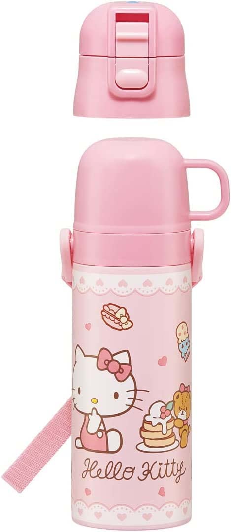 Skater Hello Kitty Thermal Water Bottle - Child-Friendly Two-Way Lightweight 470ml/430ml Kids Stainless Steel Sports Bottle- Japan Figure Store - #1 Bring To You The Best Japanese Goods