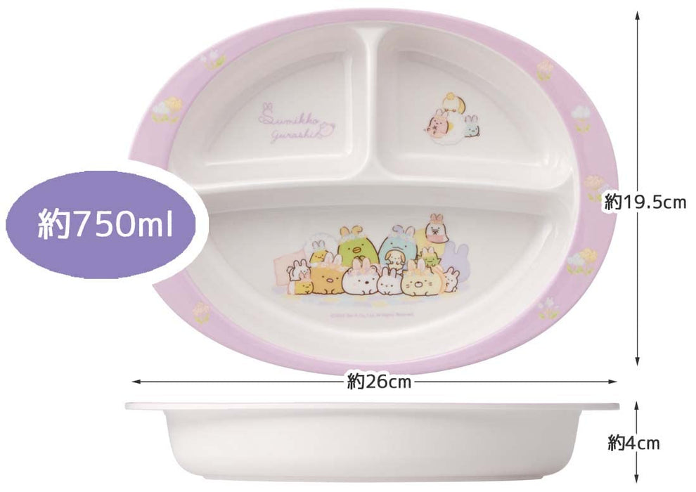 Skater Kids Melamine Lunch Plate 750ml Sumikko Gurashi Rabbit Garden Design- Japan Figure Store - #1 Bring To You The Best Japanese Goods