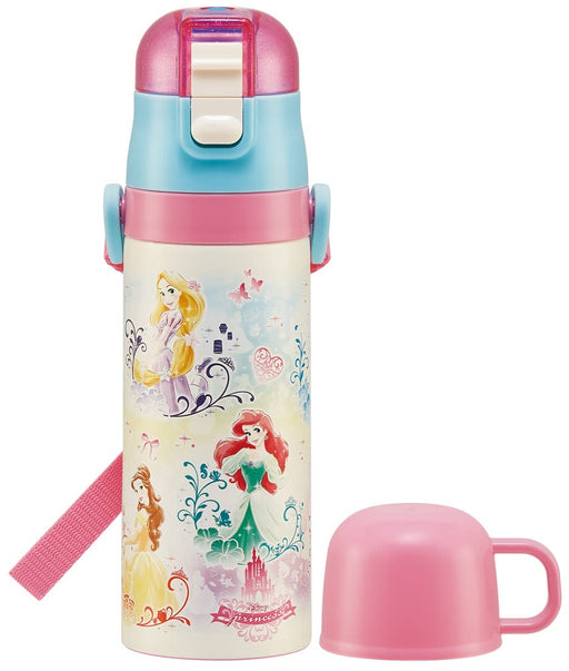 Skater Disney Princess Cinderella Kids Water Bottle 430ml Cup 470ml Direct Drink Lightweight Stainless Steel with Drawstring for Kindergarten Girls- Japan Figure Store - #1 Bring To You The Best Japanese Goods