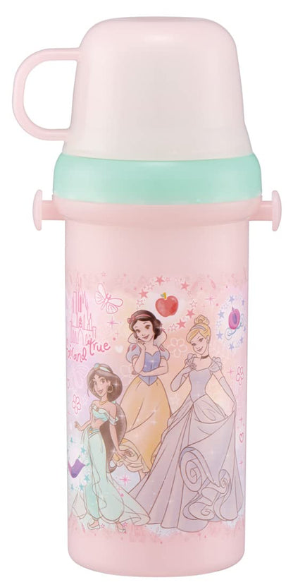 Skater Disney Princess 480ml Water Bottle with Cup for Girls - PSB5KD-A- Japan Figure Store - #1 Bring To You The Best Japanese Goods