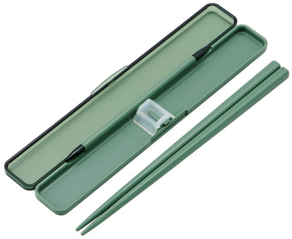 Antibacterial Skater Chopstick and Case Set 18cm Adult Size Sage Green Made in Japan- Japan Figure Store - #1 Bring To You The Best Japanese Goods