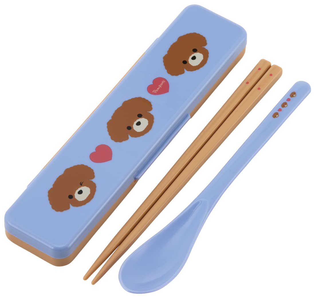 Skater Antibacterial Chopsticks and Spoon Combo Set 18cm Pompon's Dog Design Made in Japan- Japan Figure Store - #1 Bring To You The Best Japanese Goods