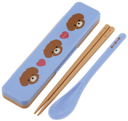 Skater Antibacterial Chopsticks and Spoon Combo Set 18cm Pompon's Dog Design Made in Japan- Japan Figure Store - #1 Bring To You The Best Japanese Goods