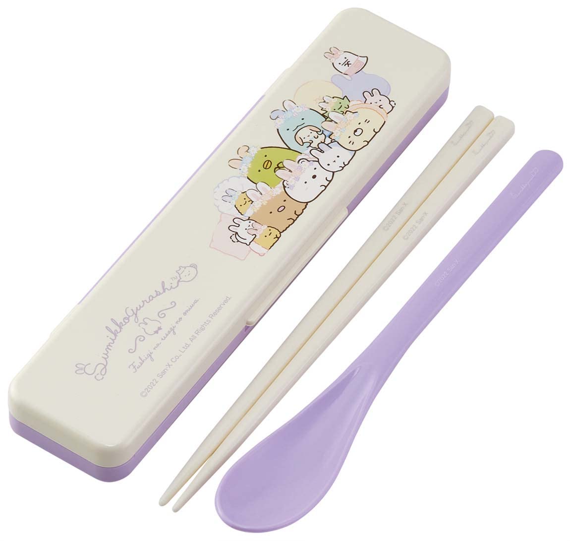 Skater Sumikko Gurashi Rabbit Garden Chopstick Spoon Set 18cm Antibacterial Japan- Japan Figure Store - #1 Bring To You The Best Japanese Goods