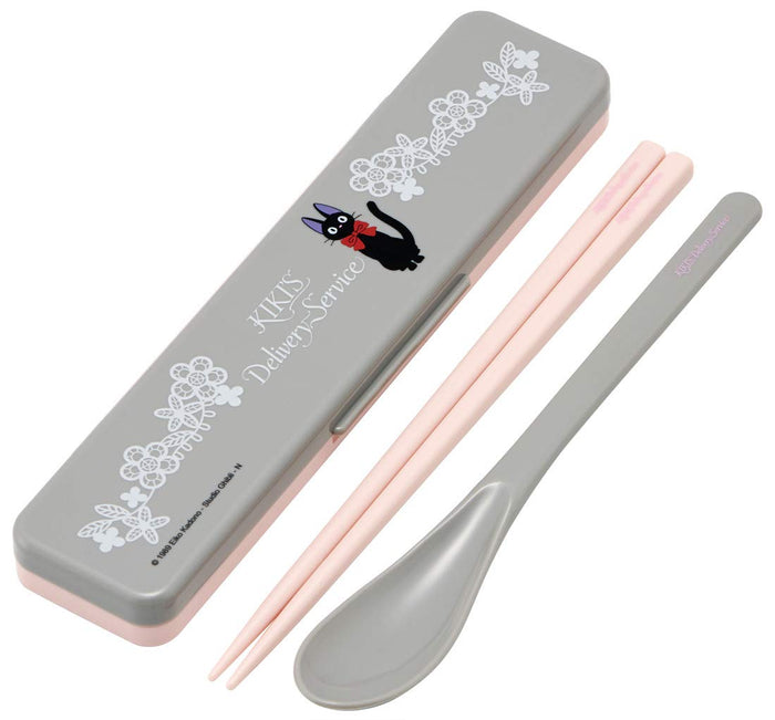 Skater Jiji Lace 18cm Chopsticks & Spoon Set Silver Ion Ag+ Antibacterial Made-In-Japan Ghibli CCS3SAAG- Japan Figure Store - #1 Bring To You The Best Japanese Goods