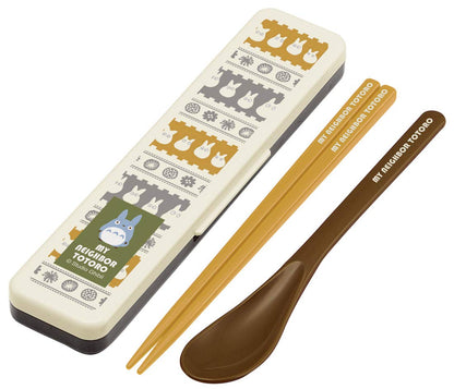 Skater My Neighbor Totoro Silver Antibacterial Chopsticks & Spoon Set 18cm - Made in Japan- Japan Figure Store - #1 Bring To You The Best Japanese Goods