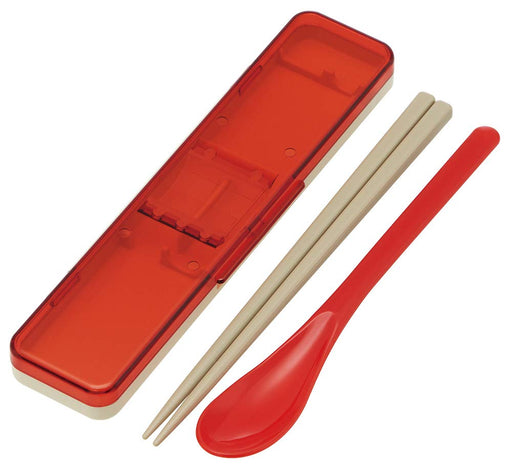 Skater Retro French Orange and Red Chopsticks and Spoon Set 18cm Antibacterial Made in Japan- Japan Figure Store - #1 Bring To You The Best Japanese Goods