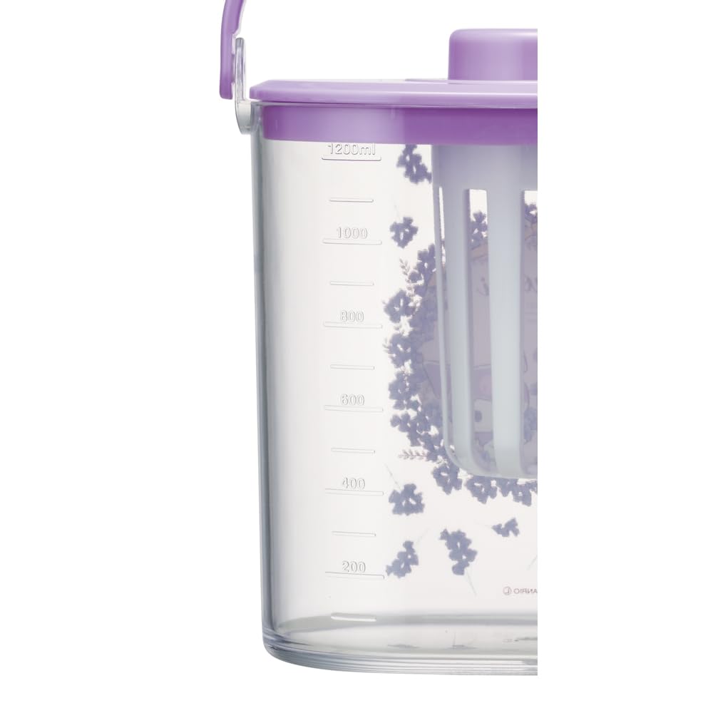 Skater 1.2L Heat Resistant Cold Tea Pot with Strainer - Kuromi Flower Wreath Design- Japan Figure Store - #1 Bring To You The Best Japanese Goods