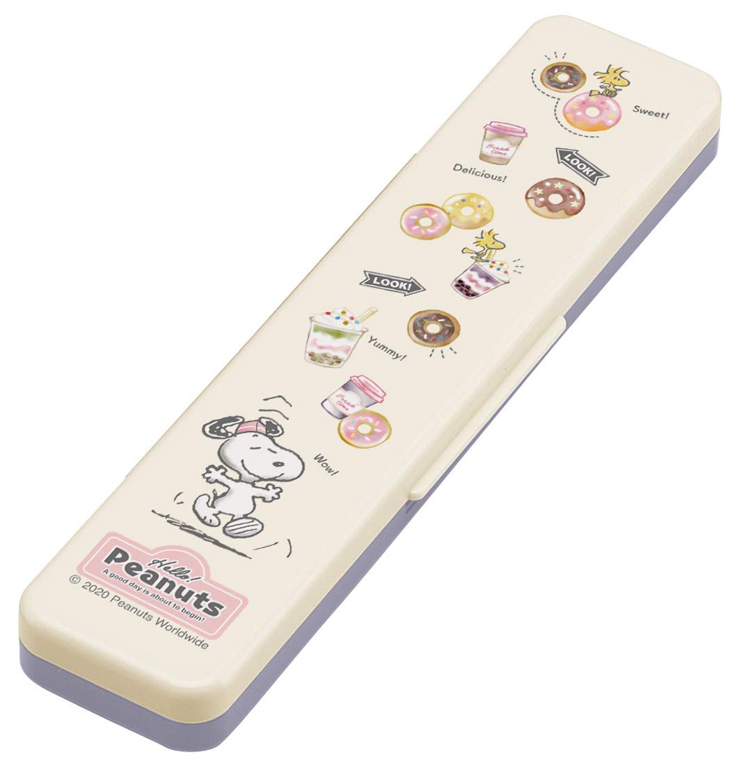 Skater 18cm Snoopy Donut Shop Chopsticks & Spoon Set Silver Ion Antibacterial - Made in Japan- Japan Figure Store - #1 Bring To You The Best Japanese Goods
