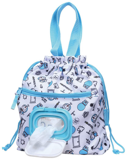Skater Doraemon Diaper Bag with Wipe Pocket - Drawstring Design by Sanrio- Japan Figure Store - #1 Bring To You The Best Japanese Goods