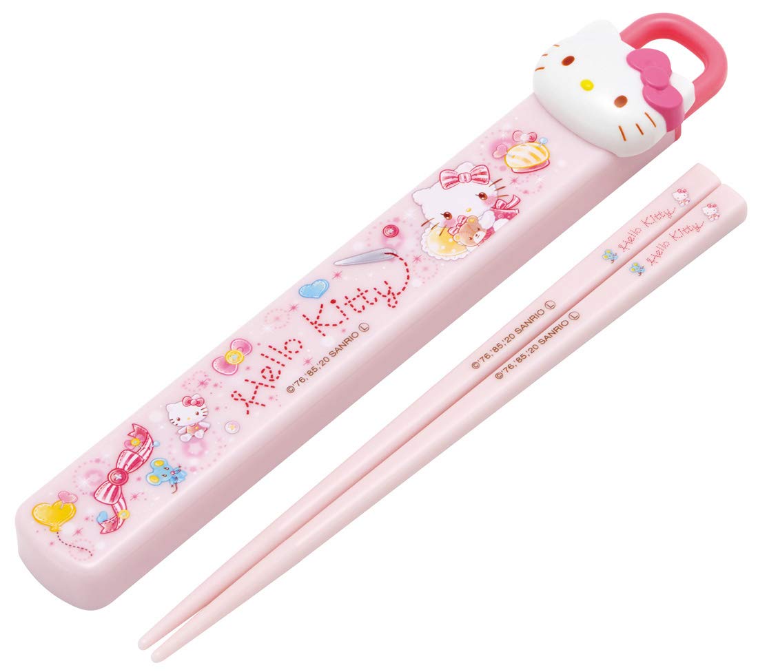 Skater Kids Sliding Chopsticks & Case Set 18cm featuring Hello Kitty Sparkle Doll- Japan Figure Store - #1 Bring To You The Best Japanese Goods