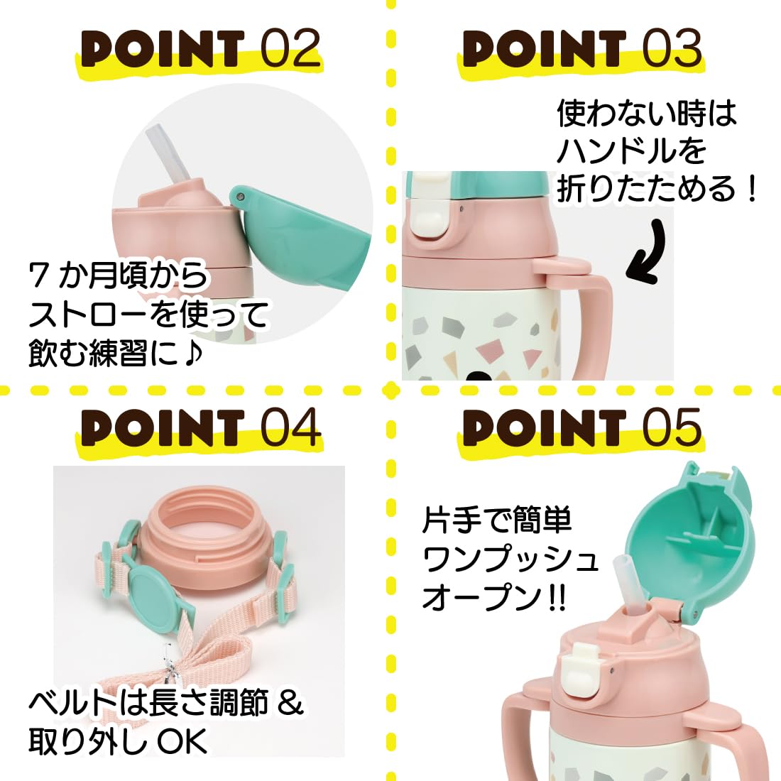 Skater 350Ml Mickey Mouse Retro Water Bottle Double-Handled Stainless Steel Baby Mug with Straw- Japan Figure Store - #1 Bring To You The Best Japanese Goods