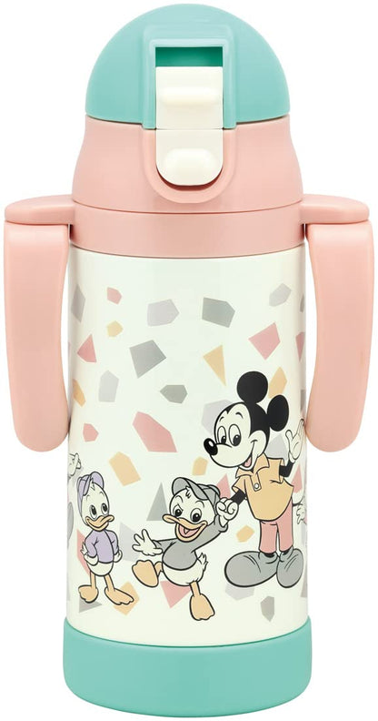 Skater 350Ml Mickey Mouse Retro Water Bottle Double-Handled Stainless Steel Baby Mug with Straw- Japan Figure Store - #1 Bring To You The Best Japanese Goods