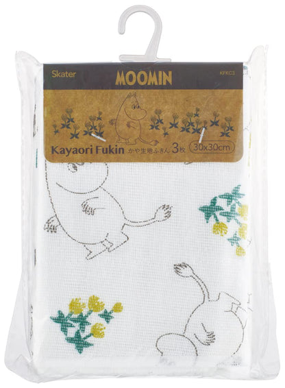 Skater Moomin Kaya Fabric Dishcloth 30x30cm 3-Piece Set KFKC3-A- Japan Figure Store - #1 Bring To You The Best Japanese Goods
