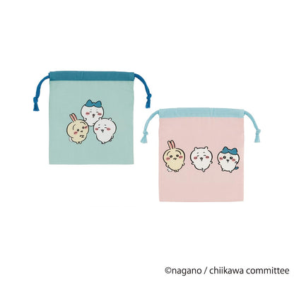 Skater 2-Piece Chiikawa Gusseted Lunch Drawstring Bags Set Model Kb64Wn-A- Japan Figure Store - #1 Bring To You The Best Japanese Goods
