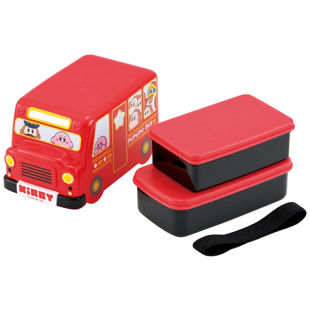 Skater Kirby Bus-Shaped Two-Tier Lunch Box for Kids Boys Schools Cute