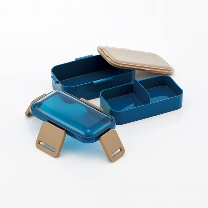 Skater Ocean Blue 600Ml 2-Tier Antibacterial Lunch Box with Soft Dome Lid Made in Japan for Women- Japan Figure Store - #1 Bring To You The Best Japanese Goods