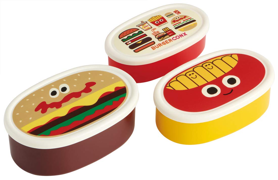 Skater Japanese-Made Lunch Box - Set of 3 Silver Ion Antibacterial 860ml Burger Conks- Japan Figure Store - #1 Bring To You The Best Japanese Goods