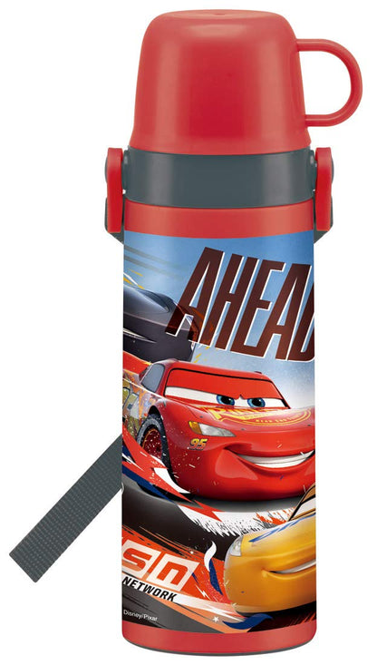 Skater Disney Cars 2Way Stainless Steel Water Bottle with Cup 600ml- Japan Figure Store - #1 Bring To You The Best Japanese Goods