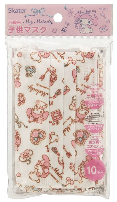 Skater My Melody Three-Ply Non-Woven Mask for Children and Women Pack of 10 Sanrio Mskp3- Japan Figure Store - #1 Bring To You The Best Japanese Goods